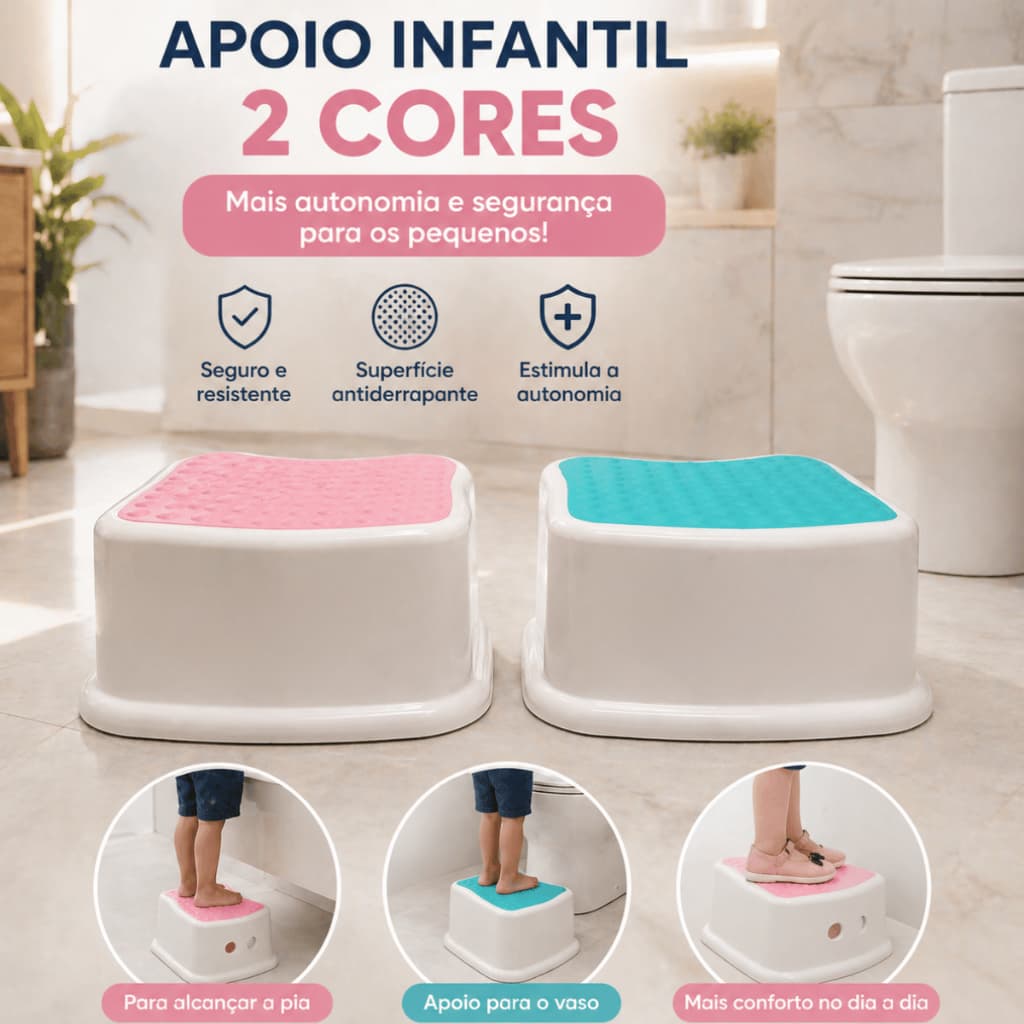 Banquinho Degrau Infantil Banheiro Escadinha Antiderrapante Banquinho Step Escadinha Base - Baby Style