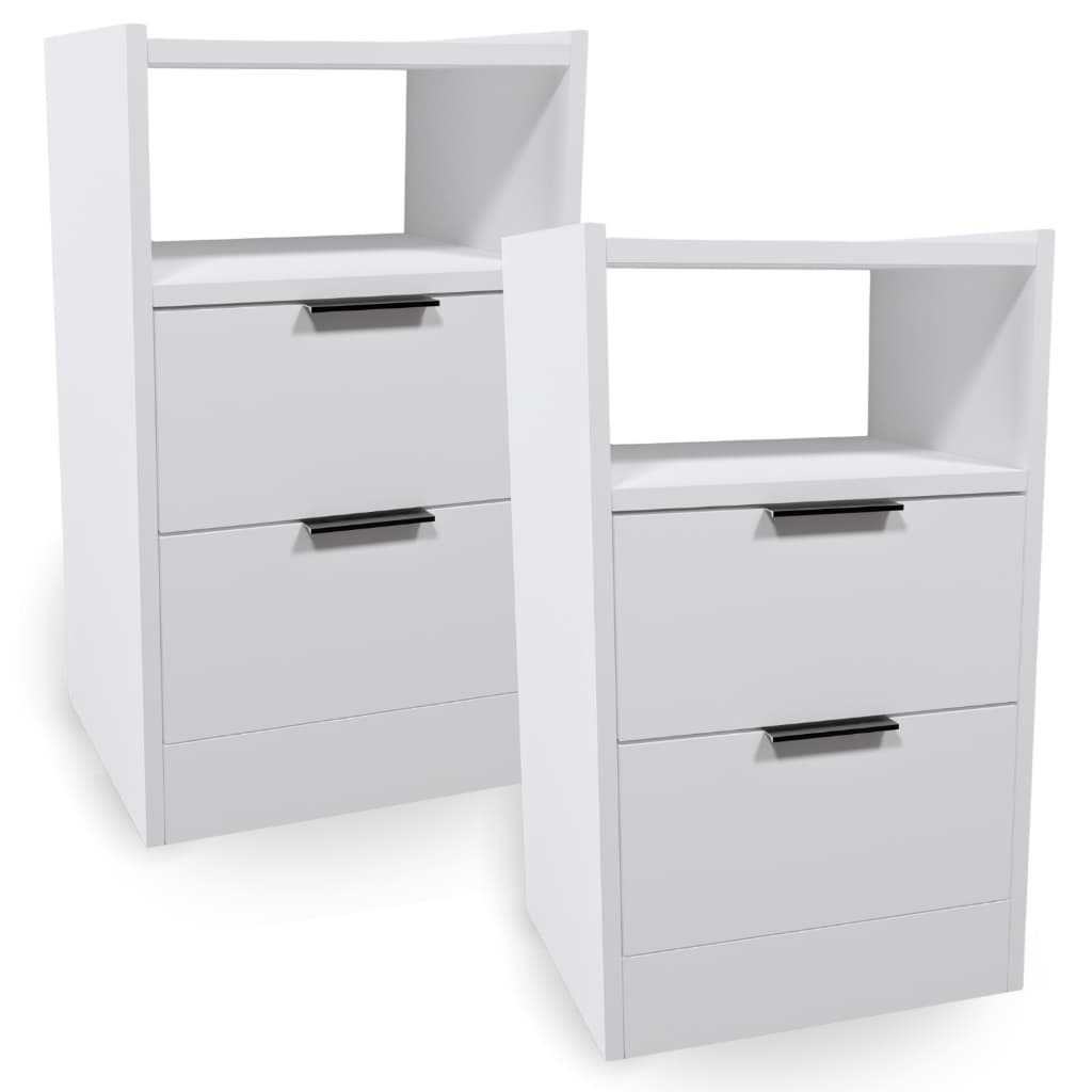 Kit Mesa De Cabeceira Com Nicho 65x30cm MDF - 2 Uni. Branco Sem Fundo - Voxa Móveis