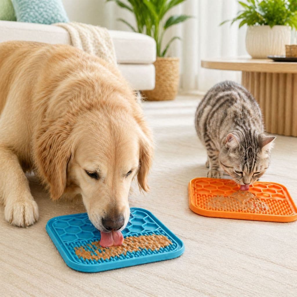 Tapete de Lamber Para Alimentação Lenta Silicone Cachorro Gato Pet Sortido 15CM X 15CM X 0,7CM