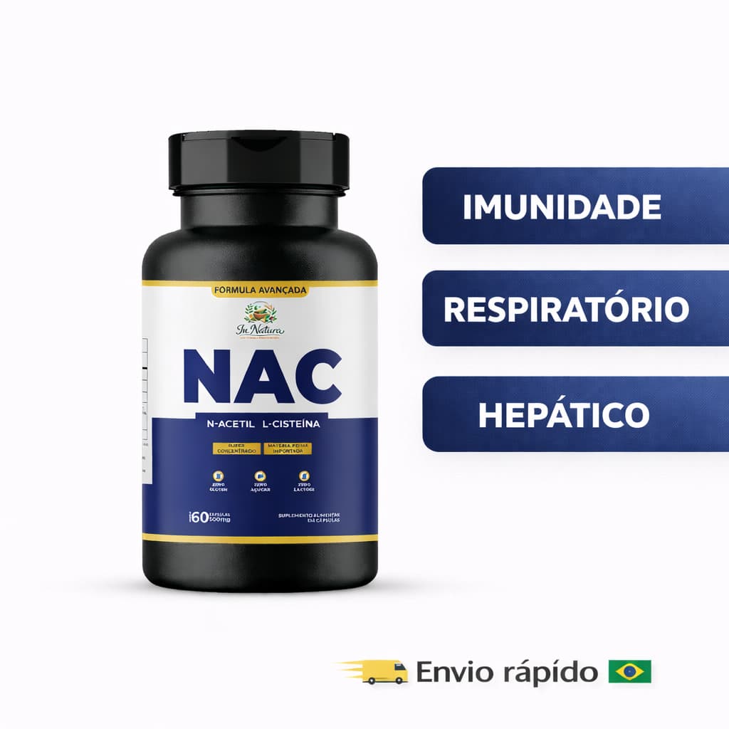 Nac N Acetil L Cisteína 600mg 60 Cápsulas | Antioxidante Essencial. Envio Rápido.