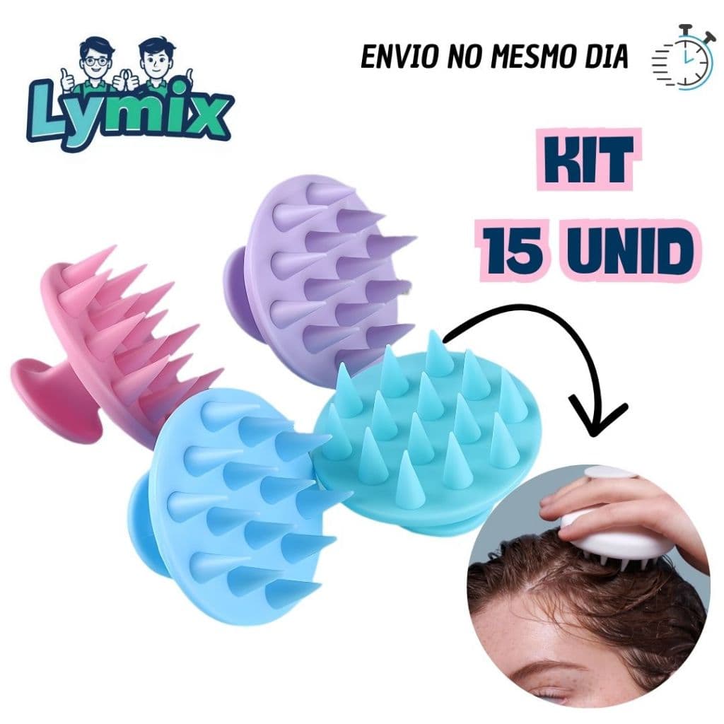 Kit 15 Escovas  Massageadora capilar Premium - dentes flexíveis