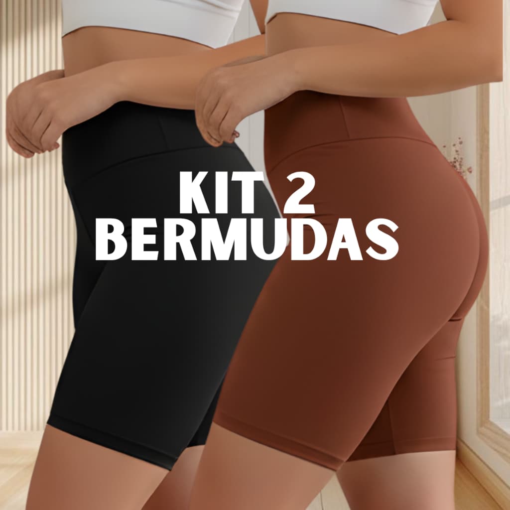 KIT 2 Shorts Legging Feminino Suplex Bermuda Cintura Alta Academia Yoga Ciclismo Zero Transparência