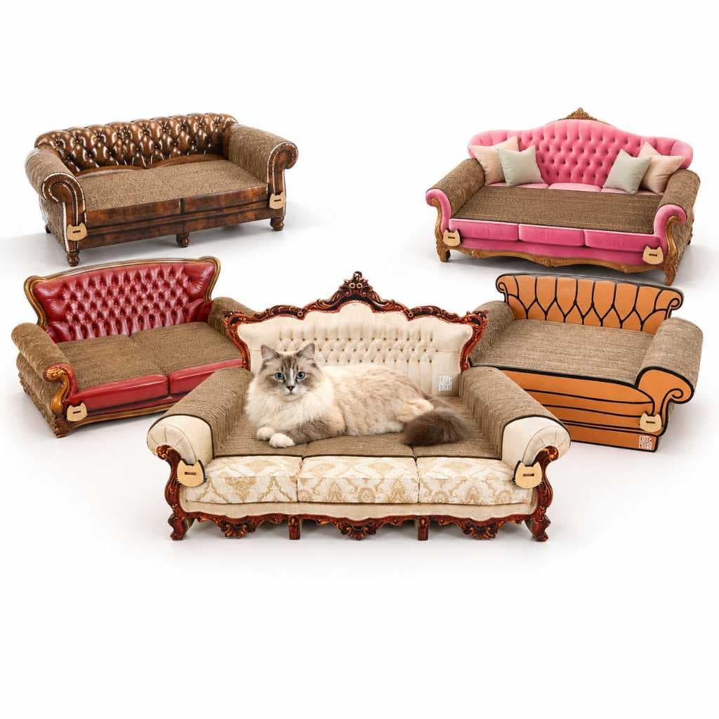 Sofa De Luxo para gatos, Arranhador serve de cama Varias opções