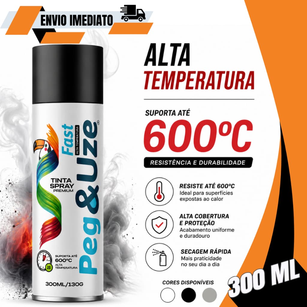 Tinta Spray Alta Temperatura Automotiva 600º Graus - Etaniz 300ml