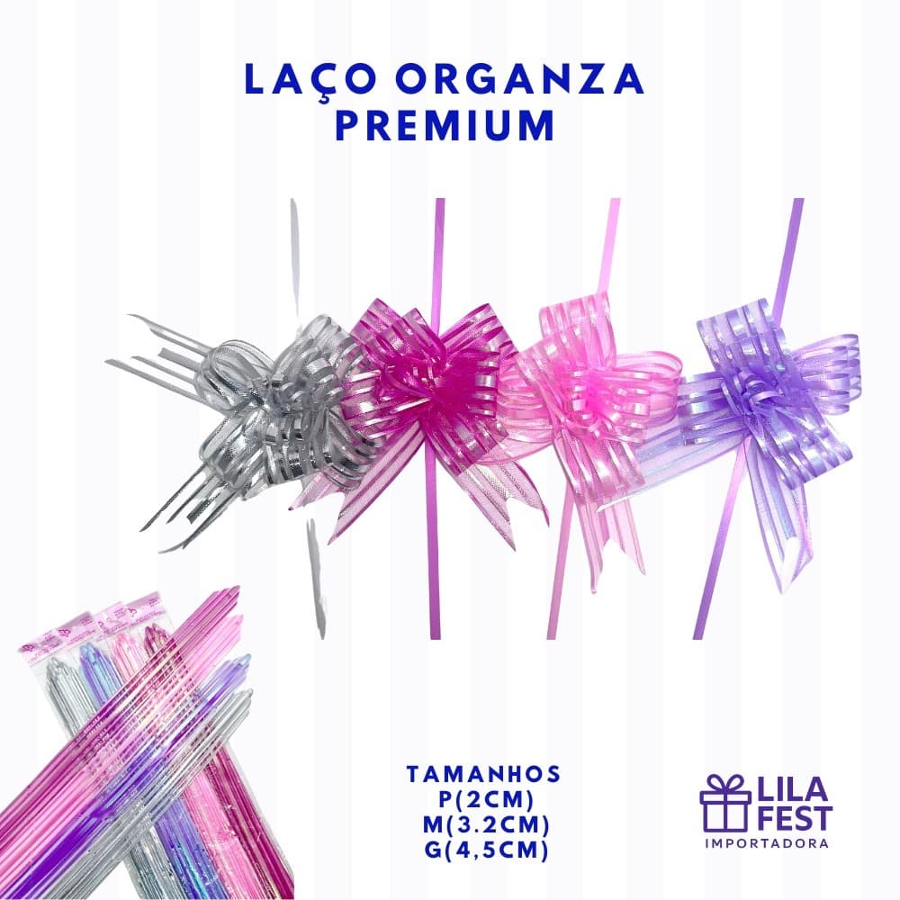 Laço Organza Kit 10/30/50/80 Unid Mágico Pronto Fácil Presente Embalagem Luxo Premium Decoração