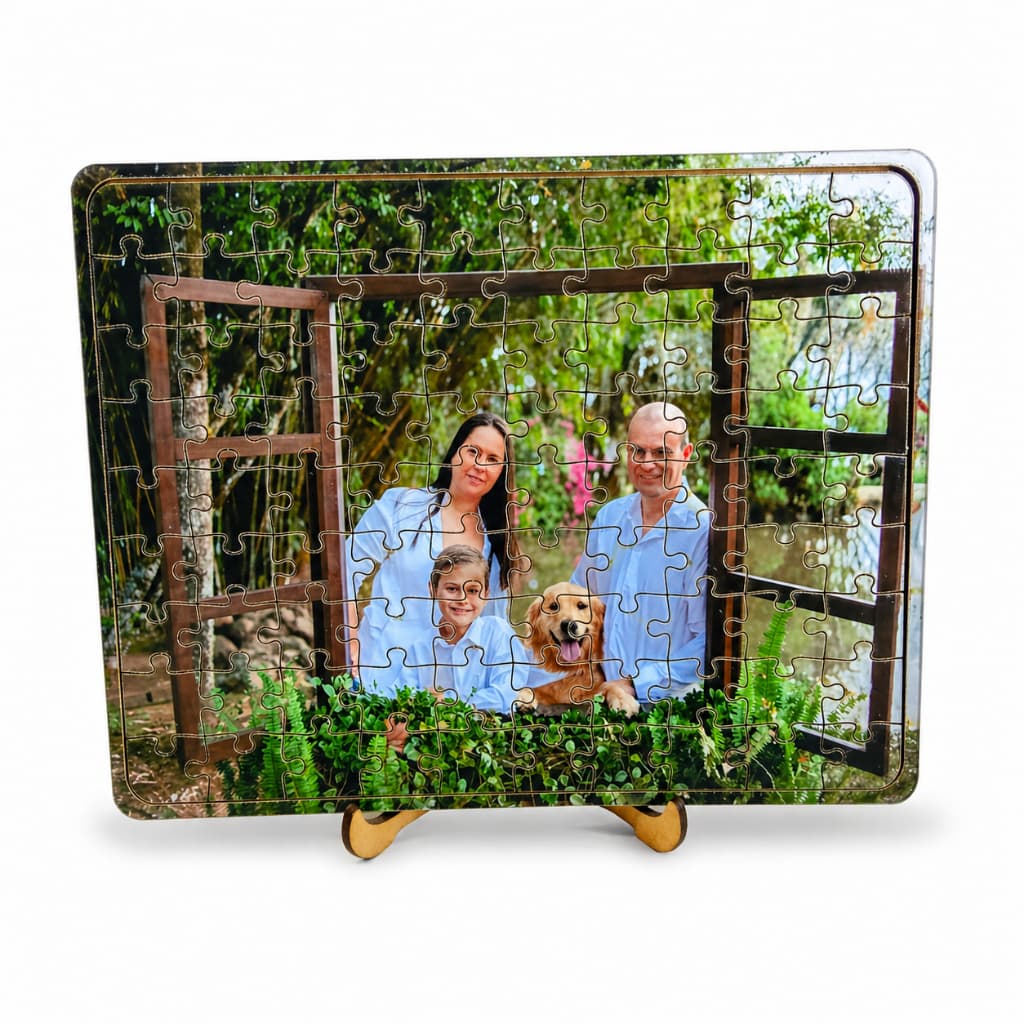 Quebra Cabeça Personalizado Presente MDF Com Foto 49 ou 90 Peças Com Base ou Caixa