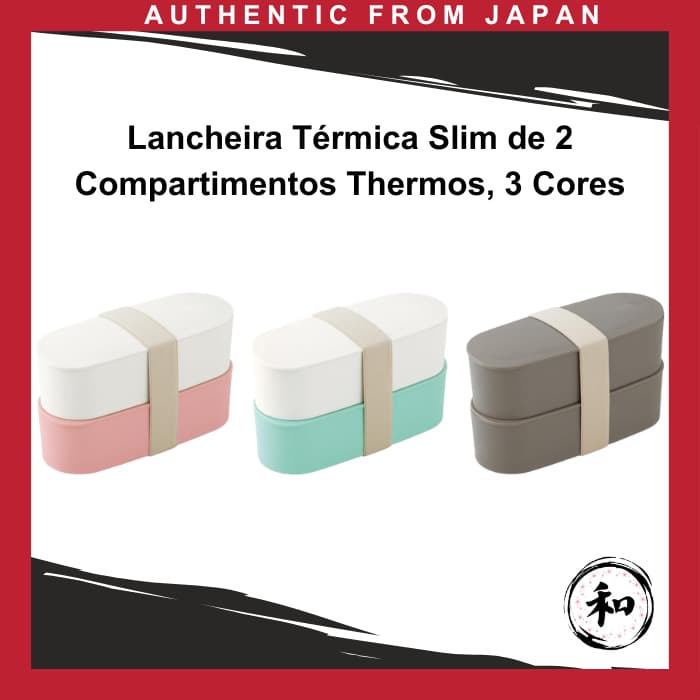 Lancheira Térmica Slim de 2 Compartimentos Thermos, 3 Cores [Direto do Japão]