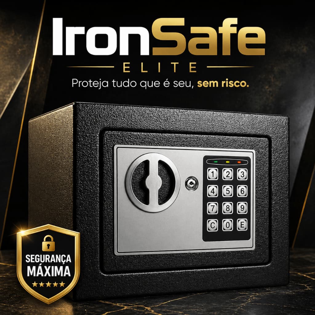 🔥Cofre Digital Eletrônico com Senha e Chave Aço Reforçado Residencial e Comercial IronSafe Elite🚀