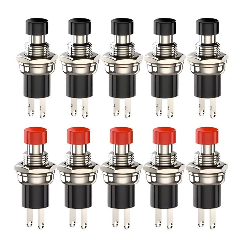 Chave Push-Button N/F 2t Sem trava Preta/Vermelha