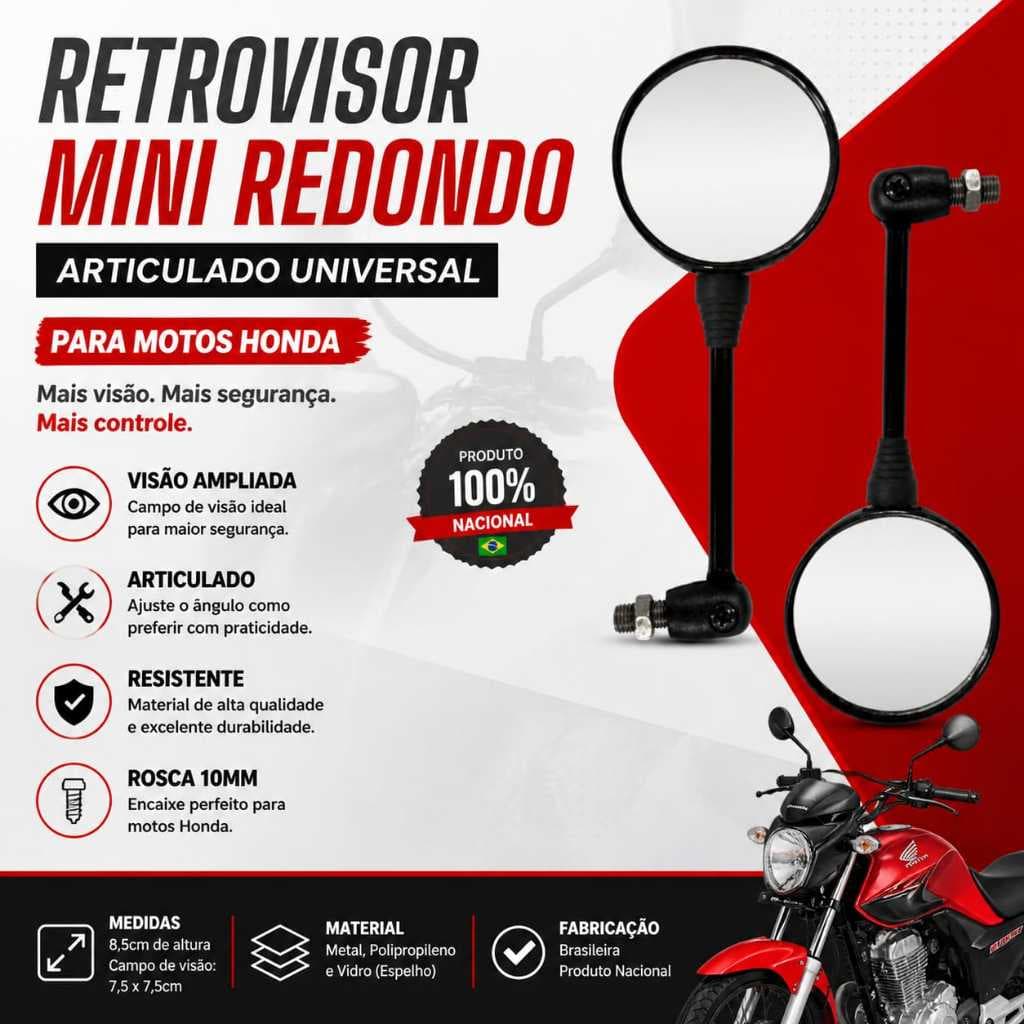 Retrovisor Bolinha Articulado Motos Honda