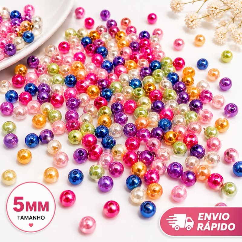 50 GRAMAS Miçanga Perolada 5mm com Furo.