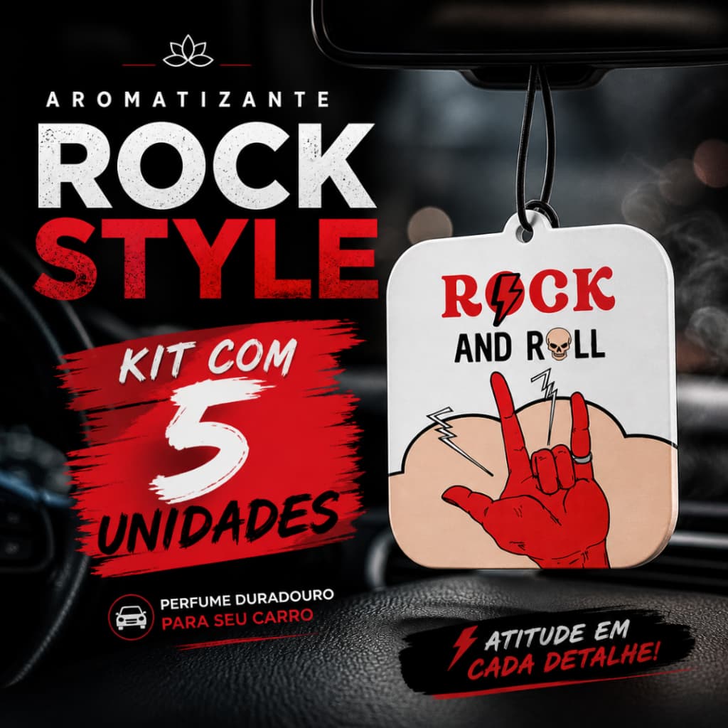 Kit 5 Aromatizantes Veicular Rock Style | Caveira, Aranha e Rock | Cheirinho para Carro Premium
