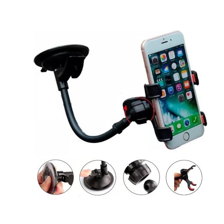 Suporte de Celular Veicular com Ventosa - Rotação 360°, Aderência Forte e Instalação Fácil