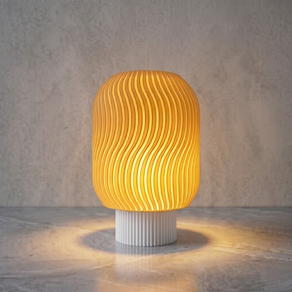 Abajur Luminária Luma Design Ondulado Luz Quente e Aconchegante Decoração Moderna Lâmpada LED E27