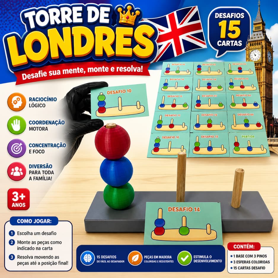 Torre de Londres – Jogo Educativo de Raciocínio Lógico e Coordenação Motora