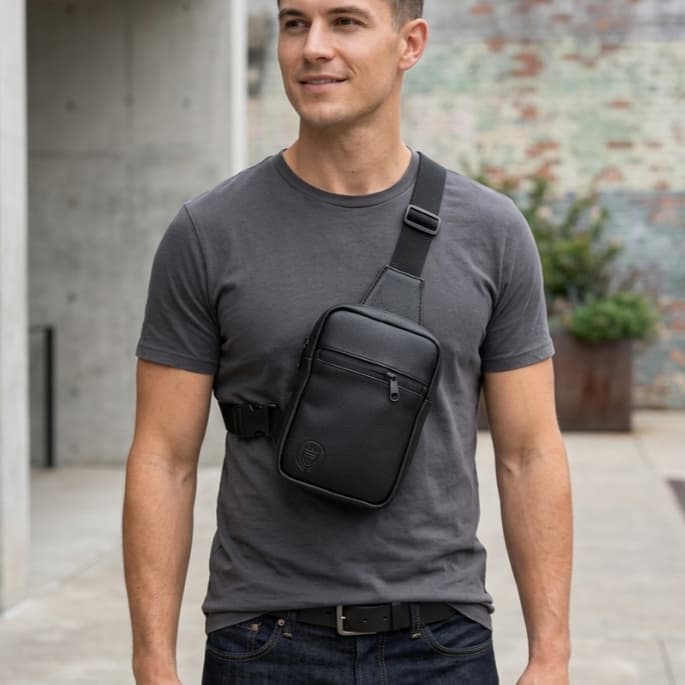 Bolsa Shoulder Bag Impermeável Couro PU Resistente Compacta Transversal Masculina Premium Dia a Dia