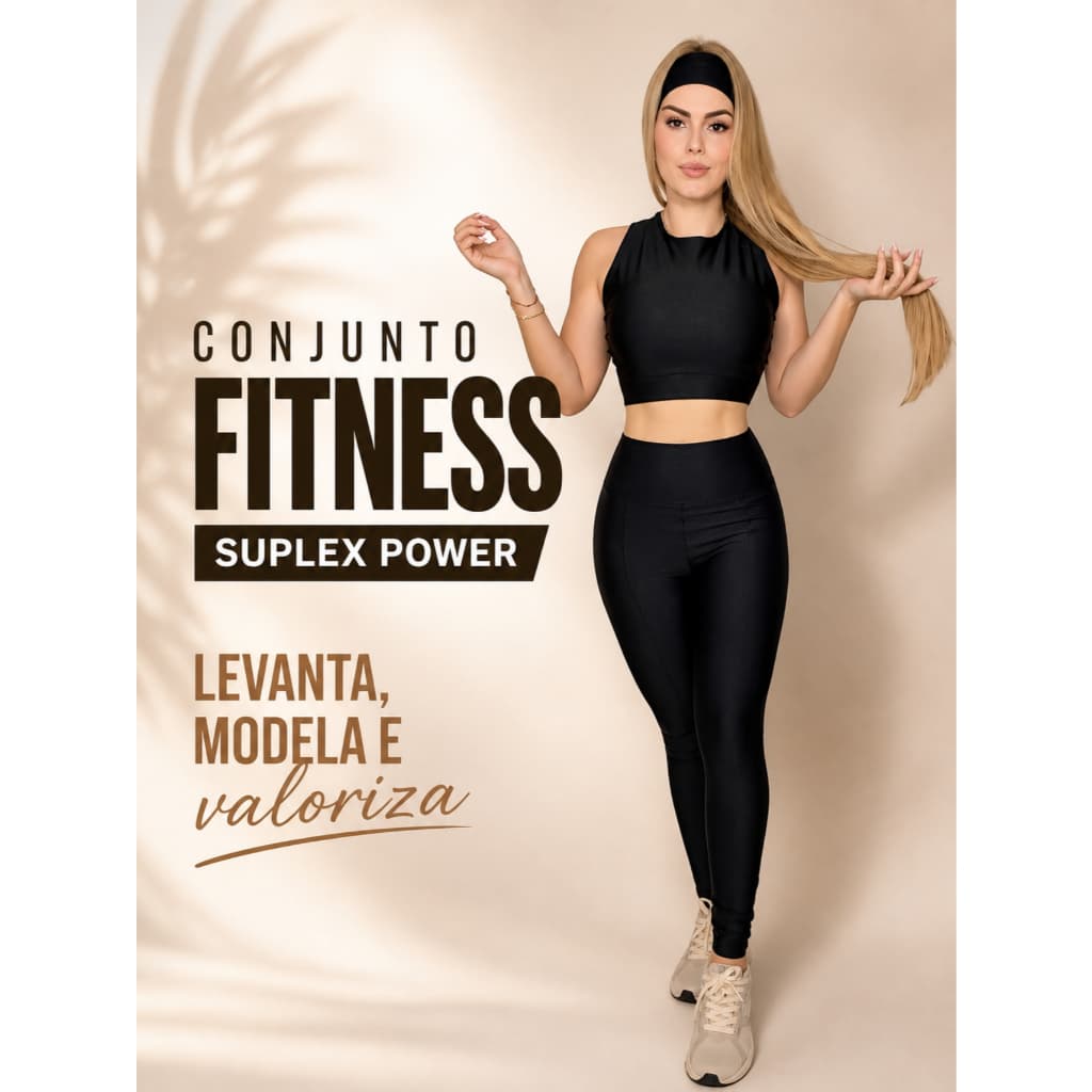 Conjunto Academia Treino Top e Calça Legging Feminino Fitness Luxo