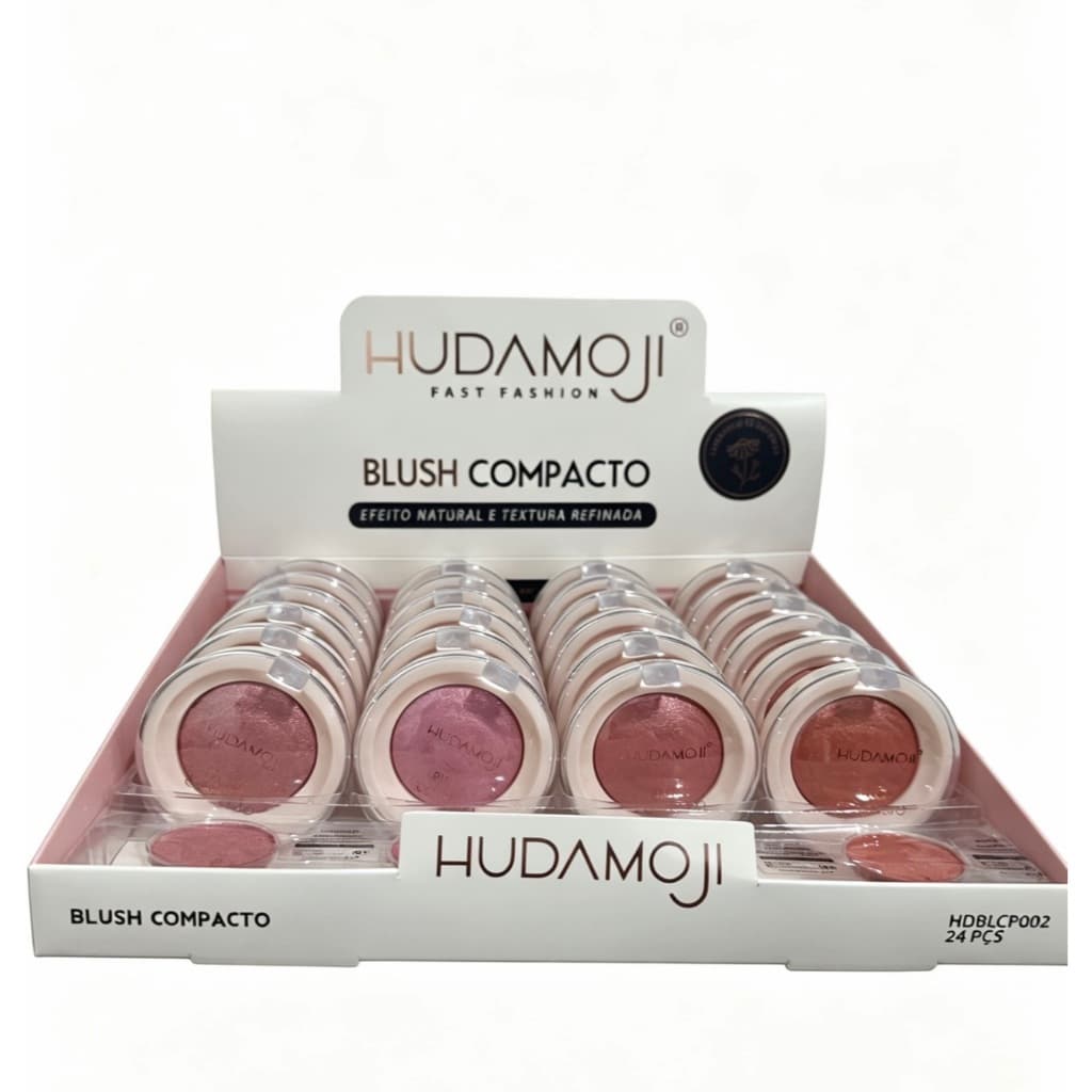 Blush e Iluminador 2-em-um HUDAMOJI Blush com Brilho Fino Efeito Natural