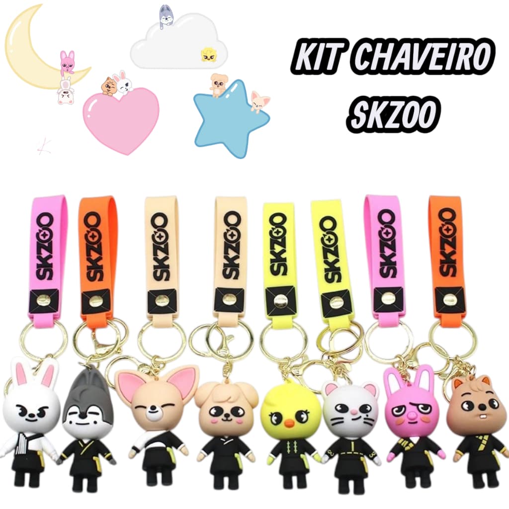 ✨ Kit Chaveiro SKZOO Stray Kids  Boneca 3D Pingente Fofo Kpo