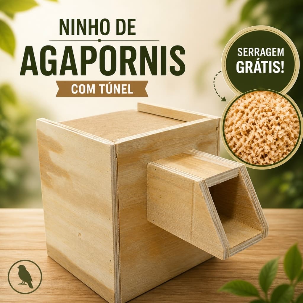Ninho para Pássaro Passarinho Agapórnis com Túnel, Ninho E Serragem