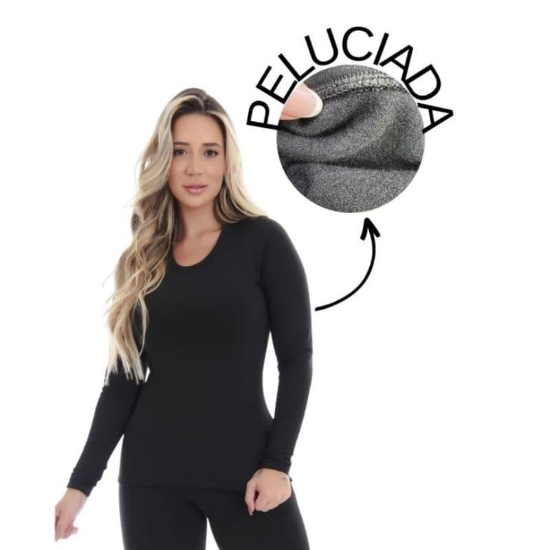 KIT COM 2 BLUSAS Segunda Pele Térmica Feminina Peluciada Blusa Inverno Quentinha