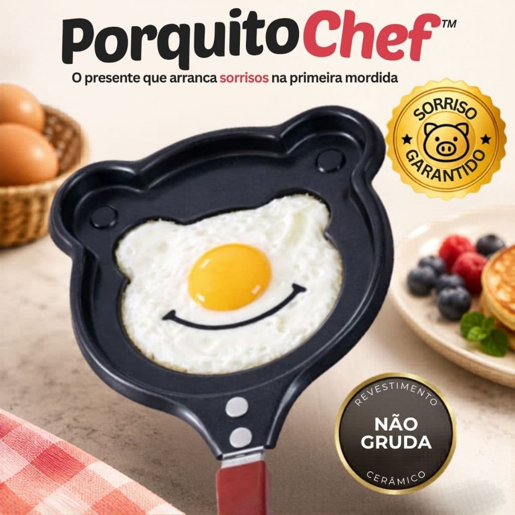 Frigideira Panquequeira Omeleteira Antiaderente Cerâmica PorquitoChef 26 Centímetros Crepes