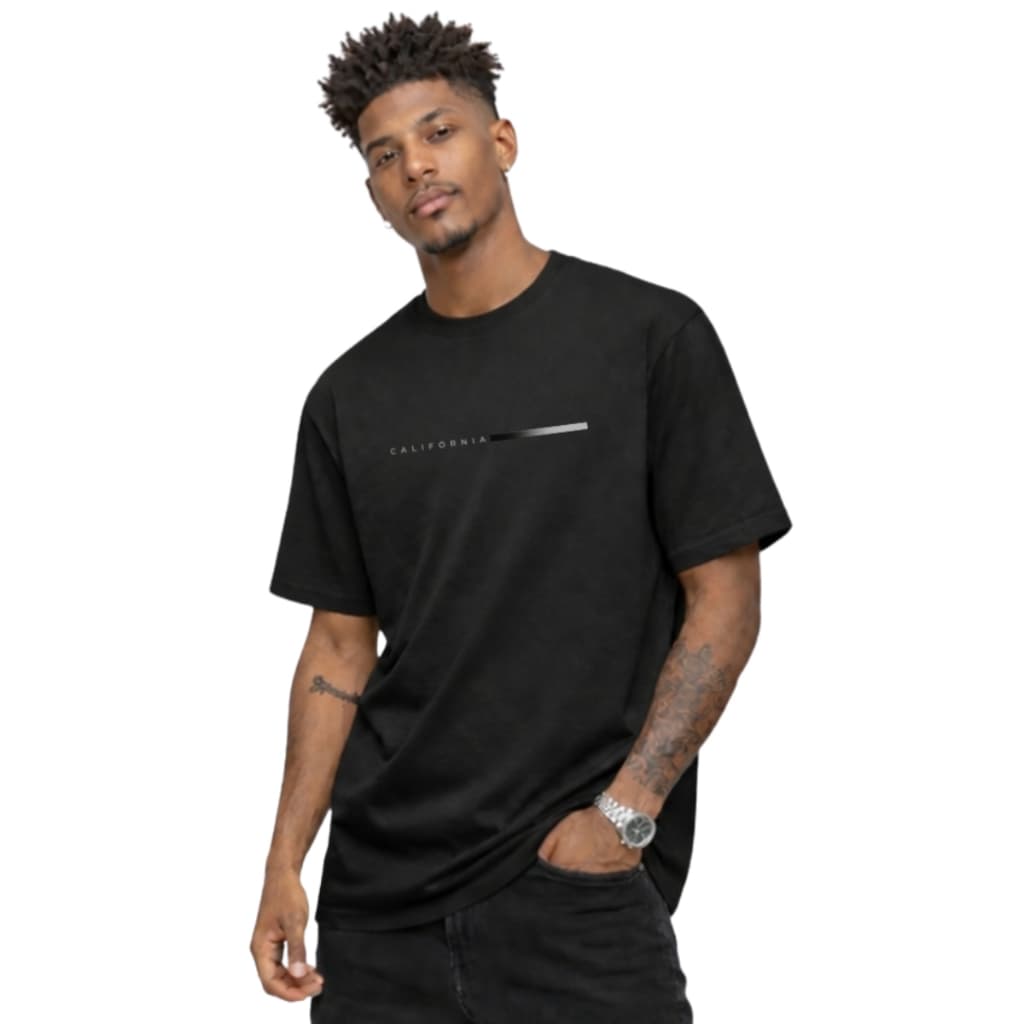 Camiseta Basica Algodão Gola Redonda Masculina Estampa Califórnia Cinza Versatilidade e Conforto