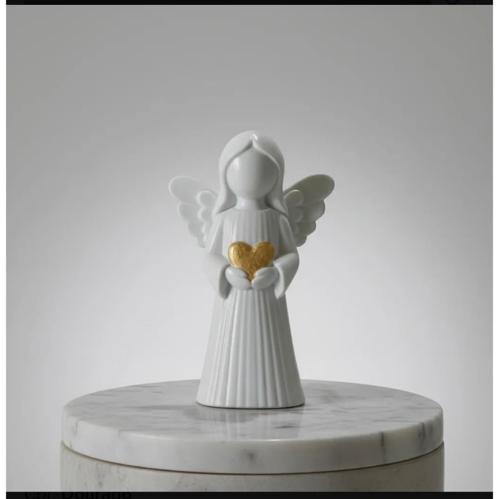 Escultura De Anjo Decorativo Leve Delicada Batizado Infantil Presente Enfeite Neutro Bebê Quarto