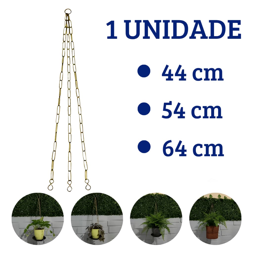 Corrente Dourada Tripla Gancho Formato Infinito Pendurar Vaso Suspenso Planta Flores Jardim