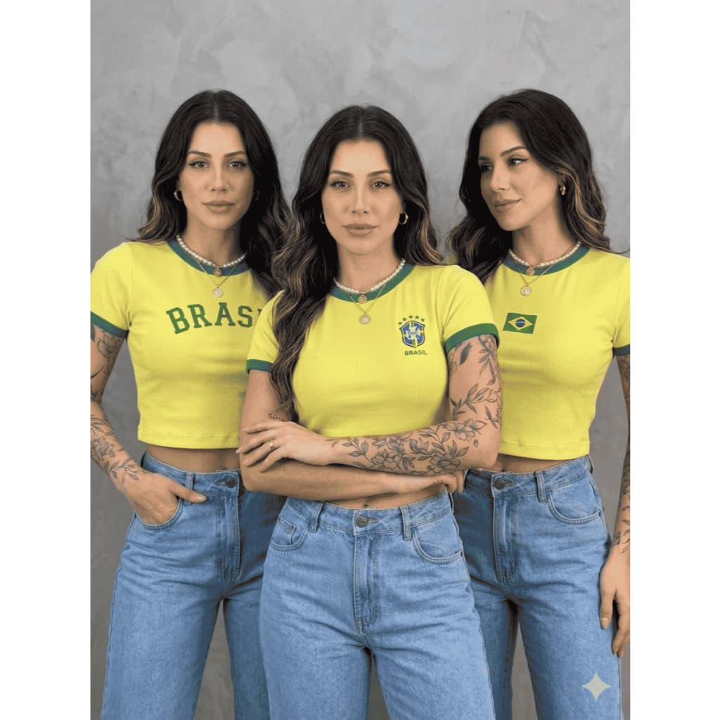 Cropped Brasil Cropped em Ribana Canelada