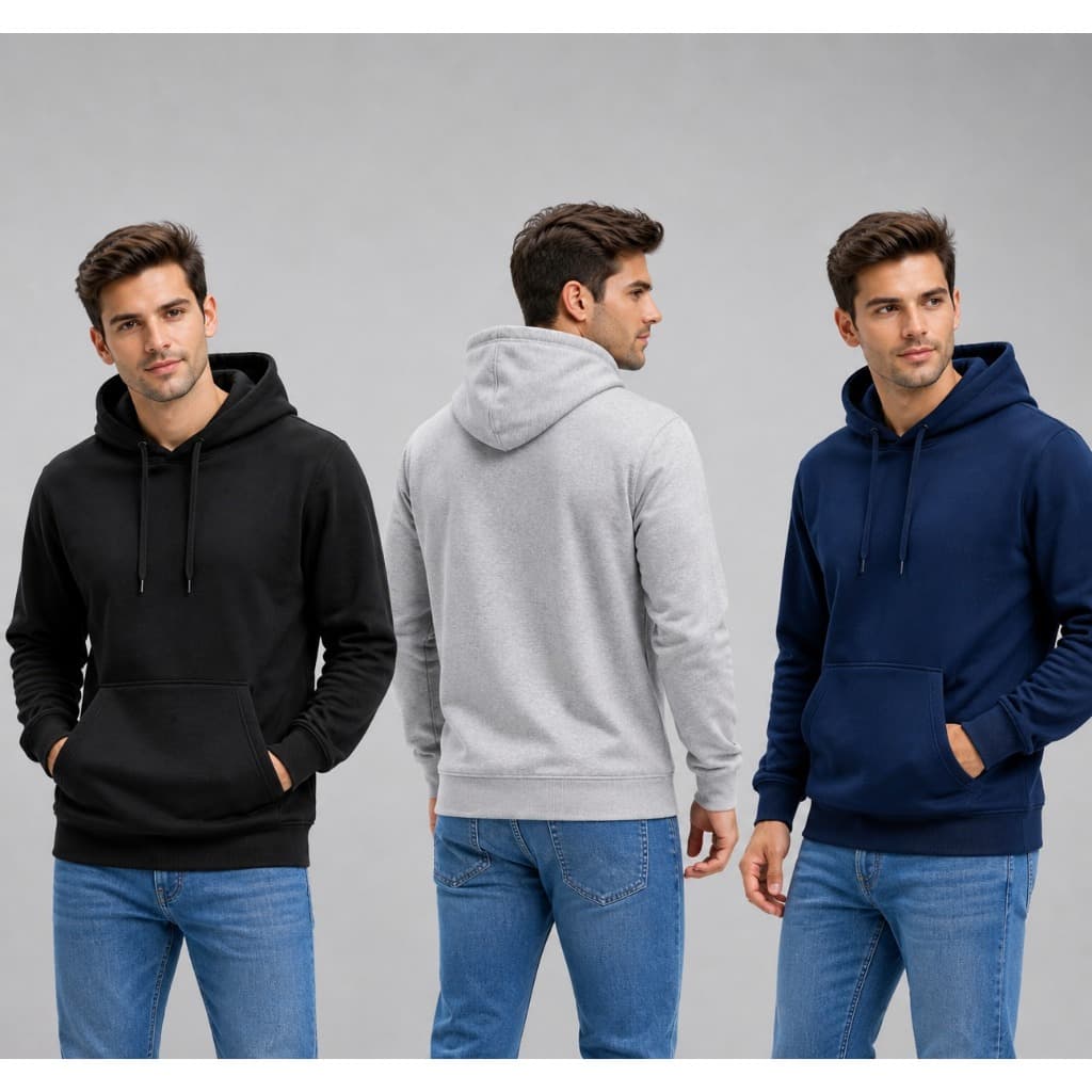 Moletom Masculino Lisa Capuz Frio Flanelado Bolso Blusa