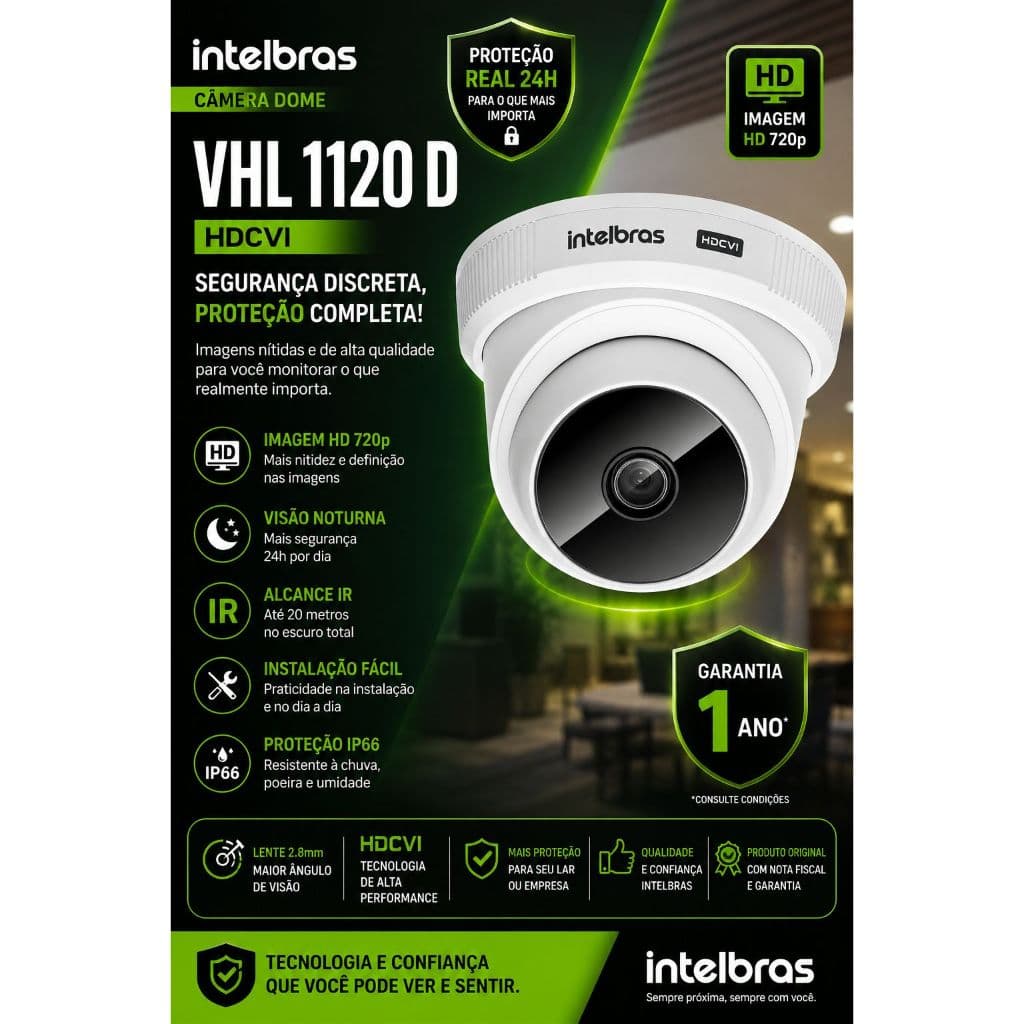 Câmera de Segurança Intelbras VHL 1120 D G2 Dome | HD 720p