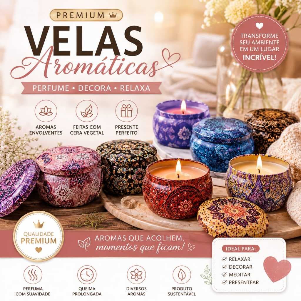 Velas Aromáticas Decorativa Premium Perfumada Relaxante Presente Luxo Casa Cheirosa Durável vela mul