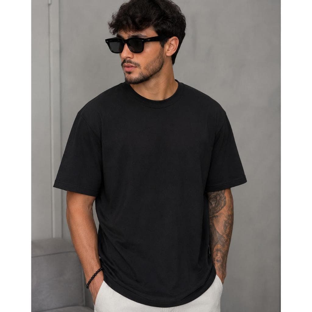 Camiseta Oversize algodão premium siliconada lisa não encolhe para personalizar atacado