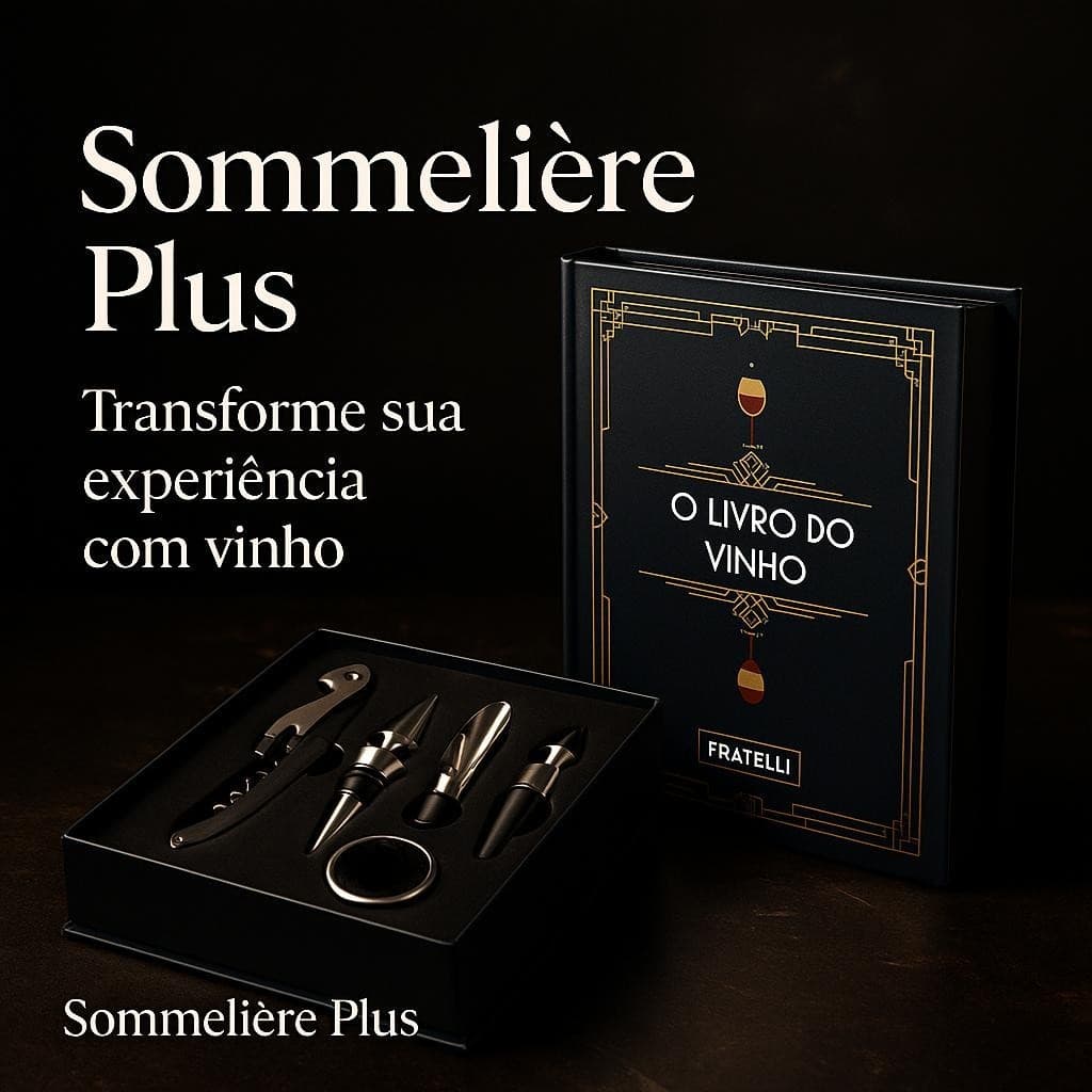 Kit Completo Acessórios para Vinho com Livro e Saca-Rolhas 5 Peças Livro Vinho