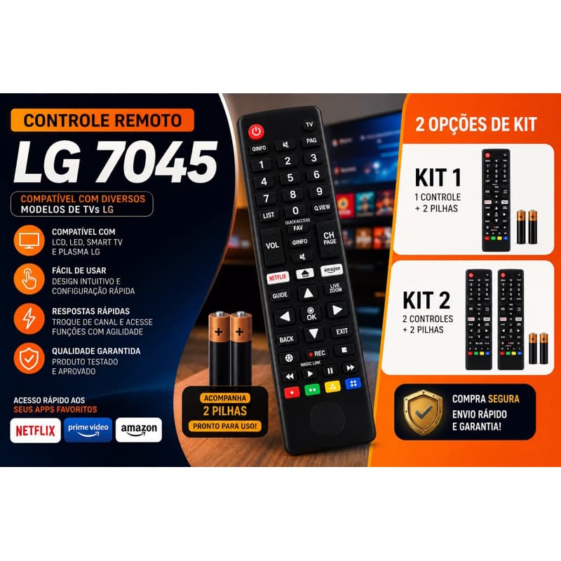 Kit Controle Remoto LG Smart TV Compatível LCD LED HDTV UHD OLED 3D E 4K