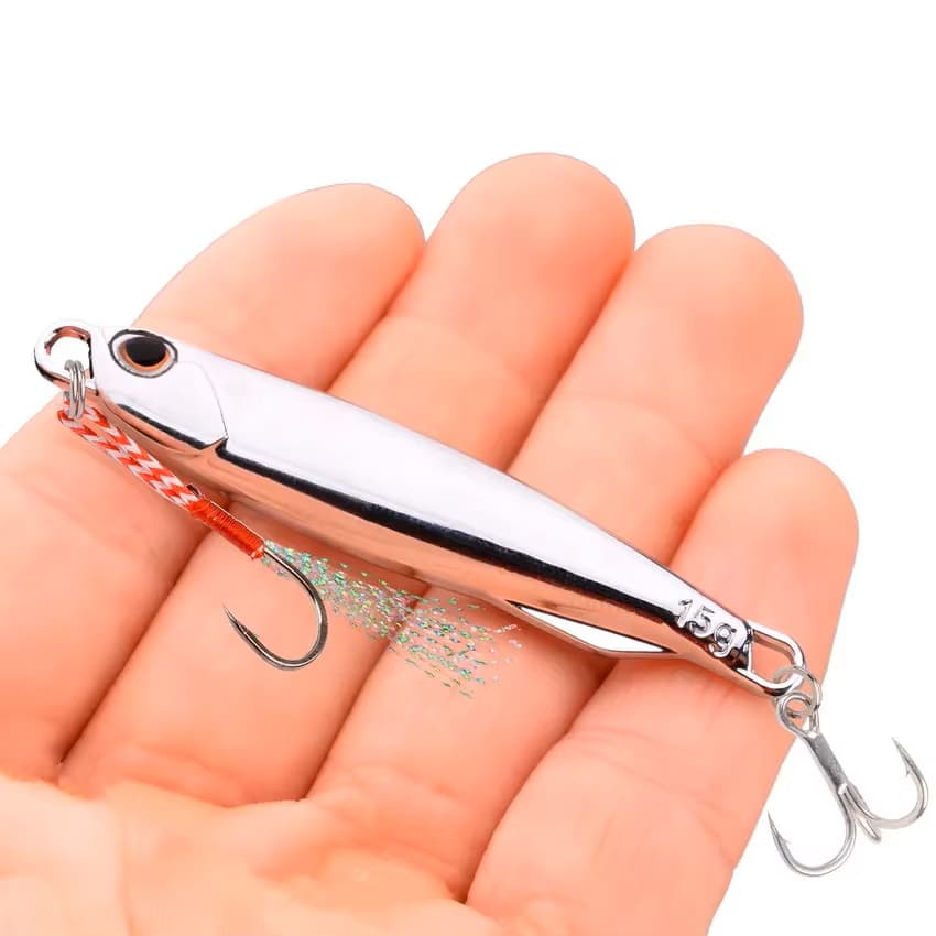 Isca Artificial Slow Jig Metal Prateado Jumping Jig Pesca Mar e Rio PERFORMANCE NA PESCA