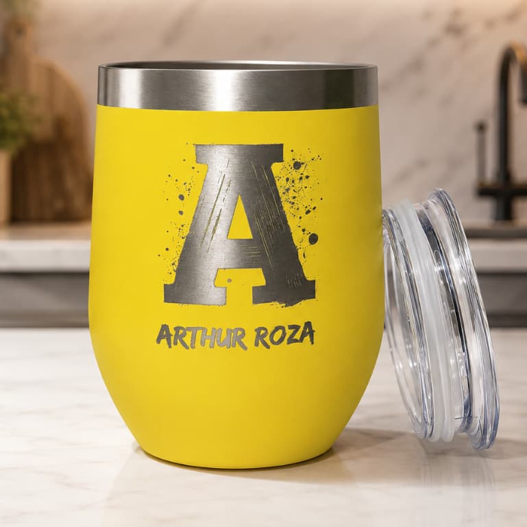 Copo Térmico 350ML Com Tampa Personalizado Nome Com Gravação A Laser