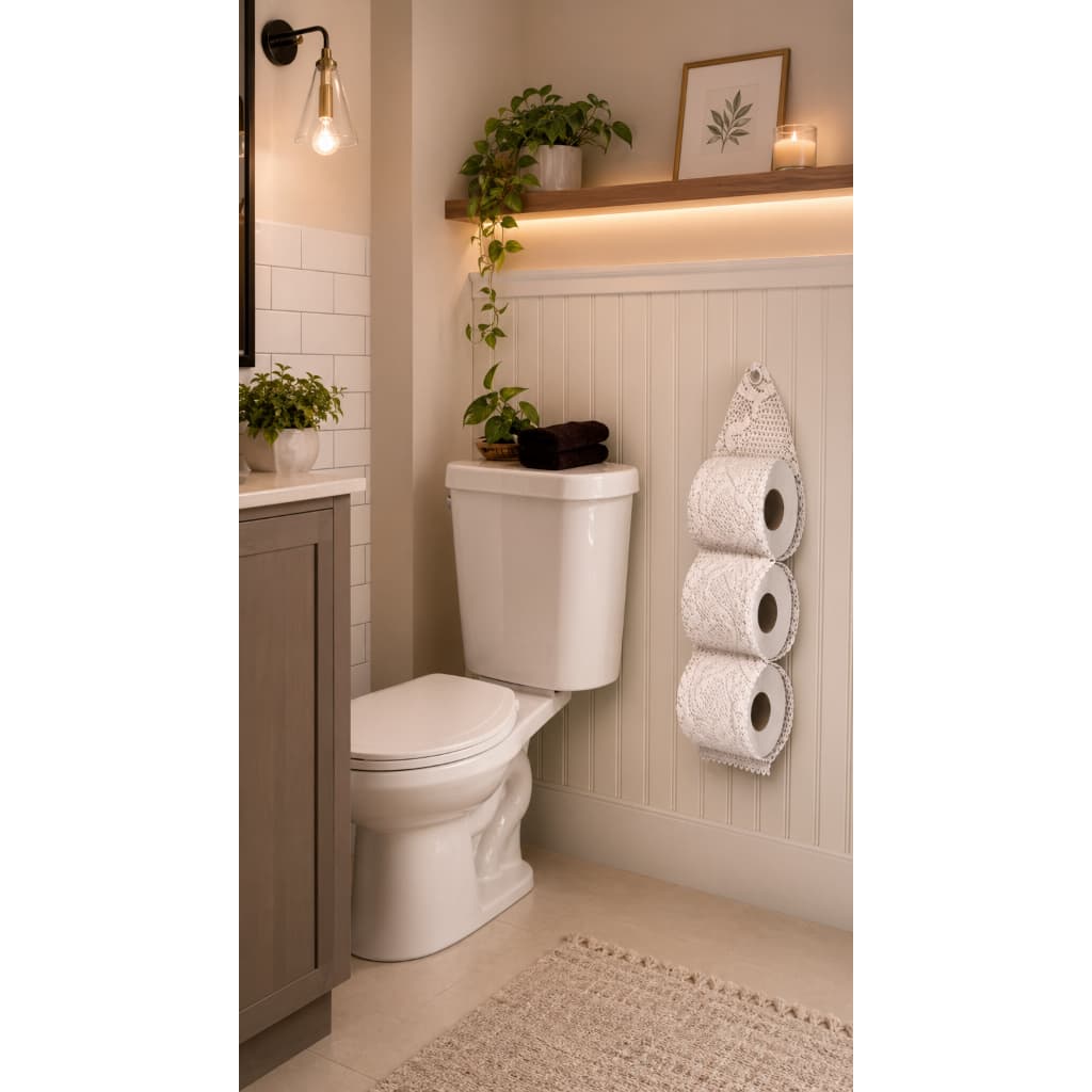 Porta Papel Higiênico em Renda para 3 Rolos Organizador de Banheiro Decorativo