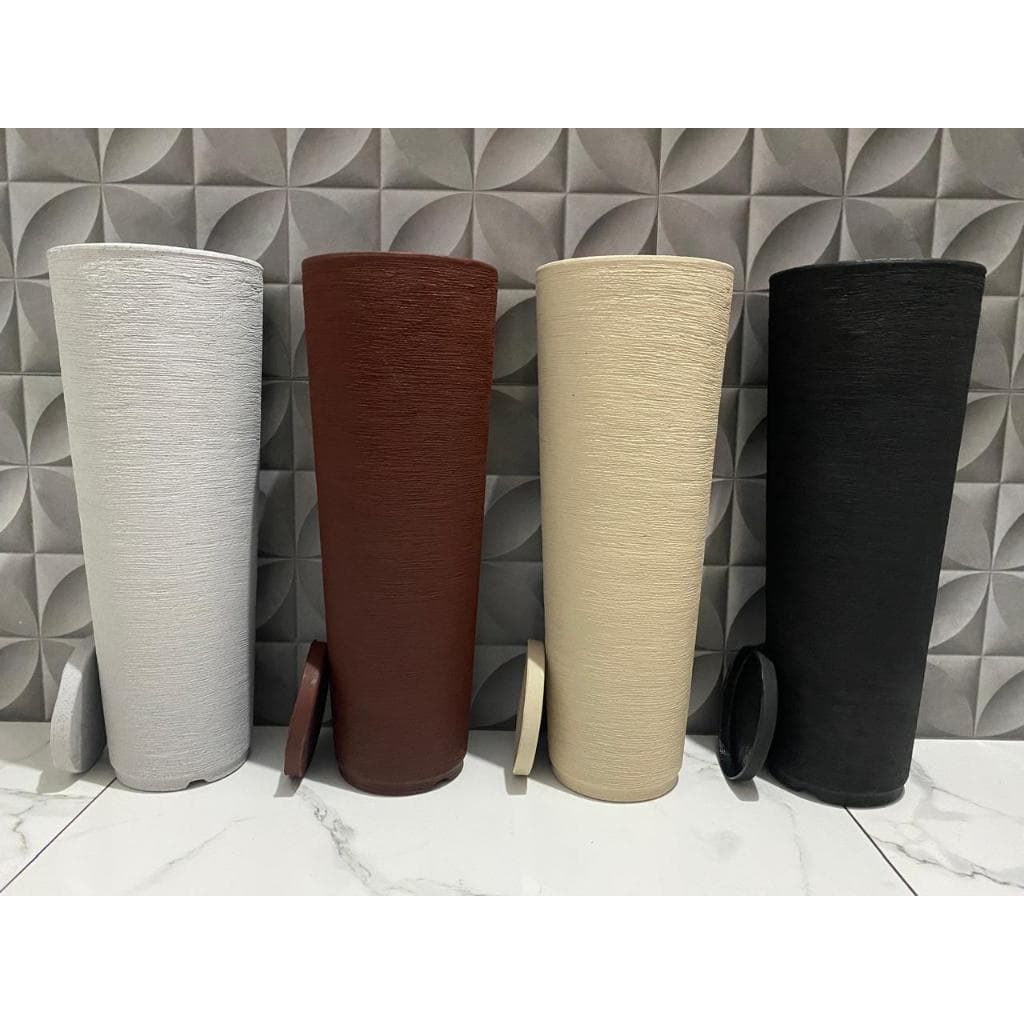 Vaso Para Plantas Coluna Ibiza Escovada 59 cm com Prato Coletor