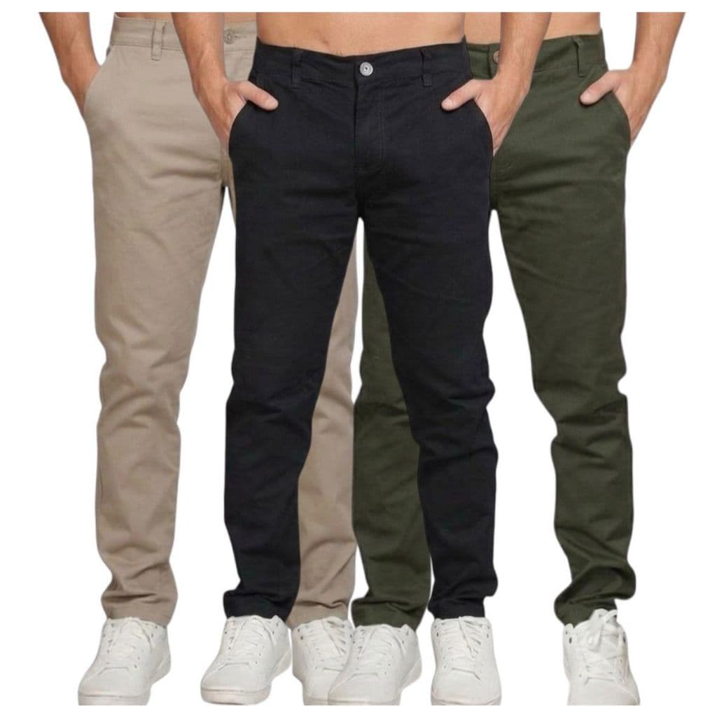 Kit 3 Calças Calça Sarja Masculina Premium Slim Calça Alfaiataria Caimento Perfeito