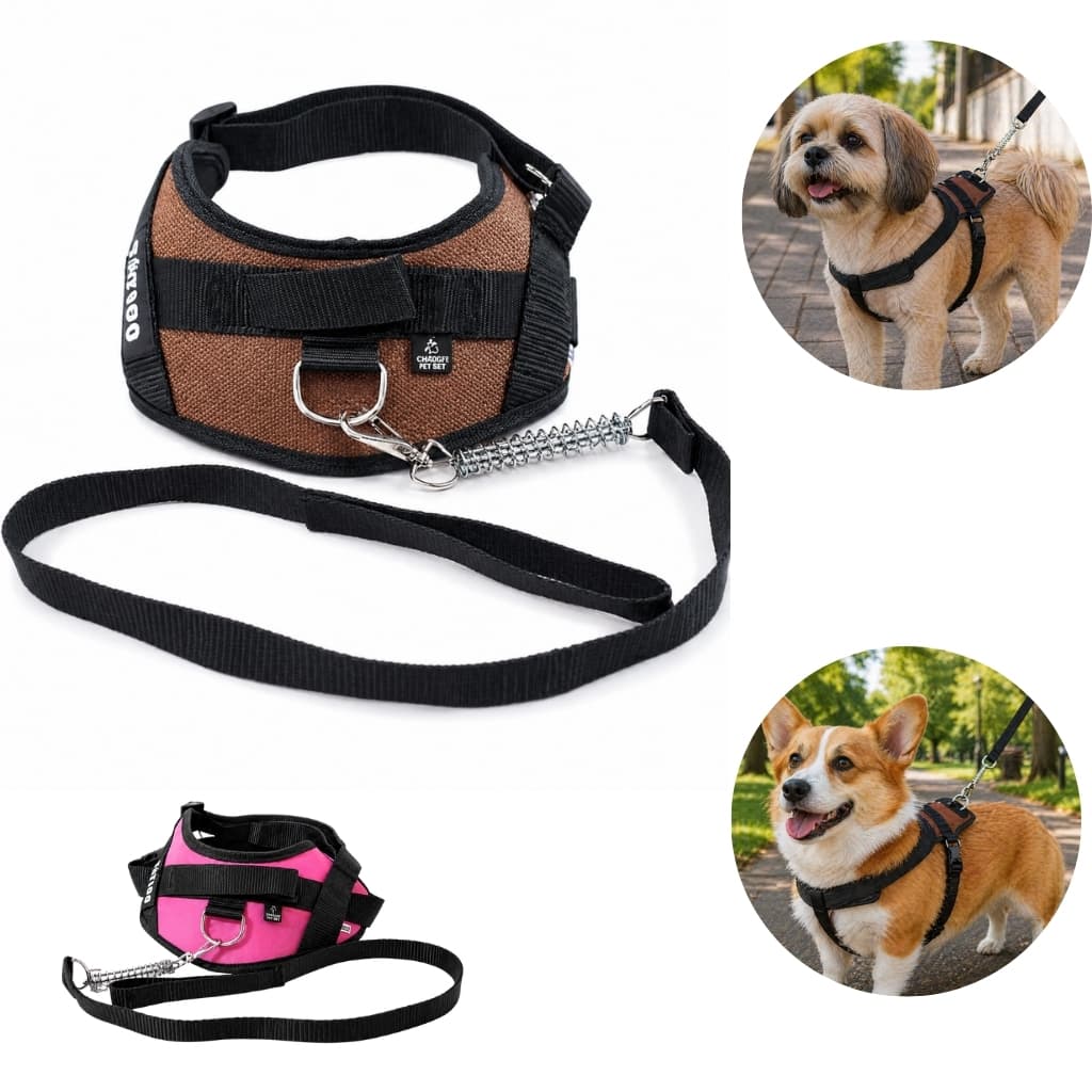 Peitoral para Cachorro com Guia e Amortecedor Antipuxão | Coleira Peitoral Pet Ajustável Confortável Seguro Nylon