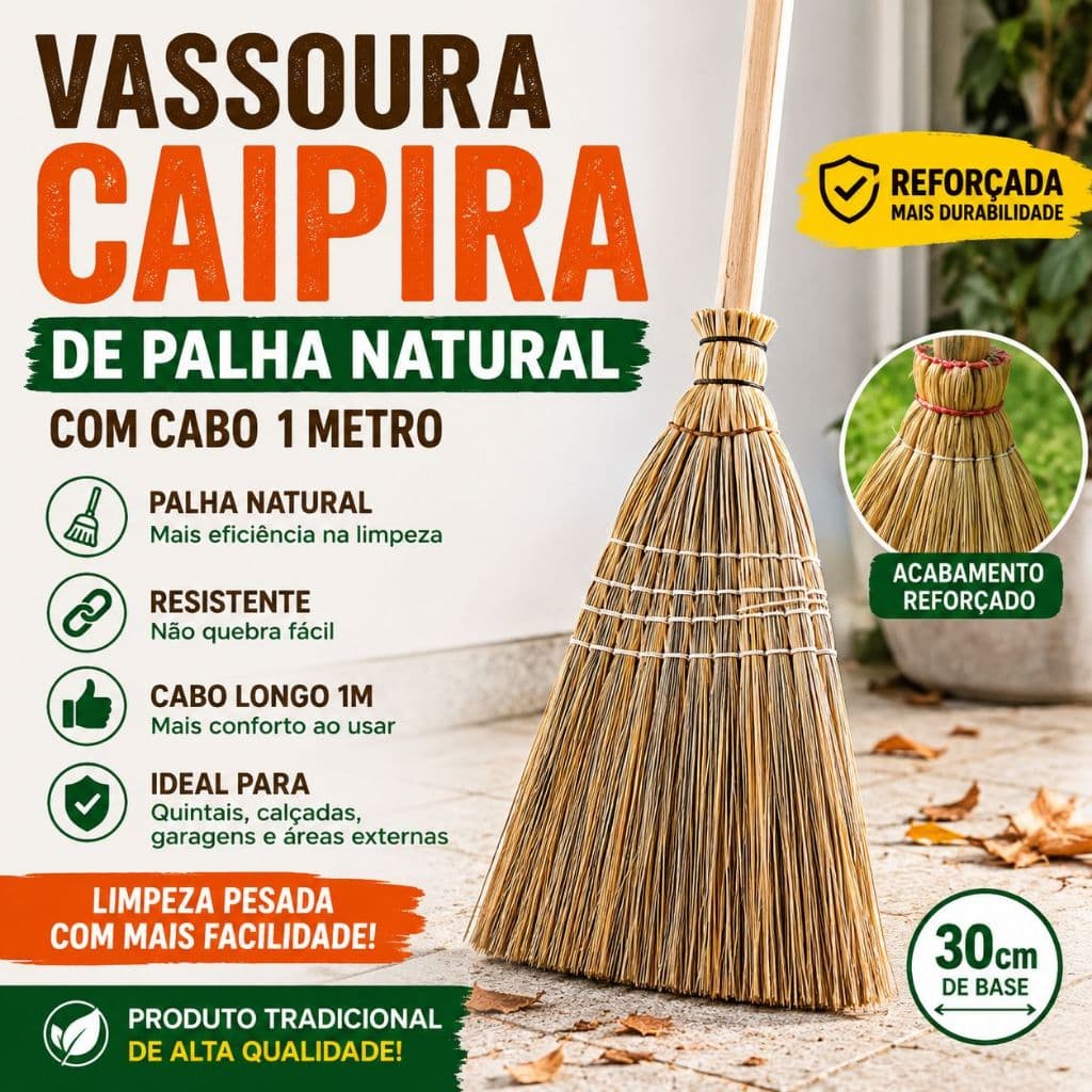 vassoura de bruxa palha caipira direto da fábrica