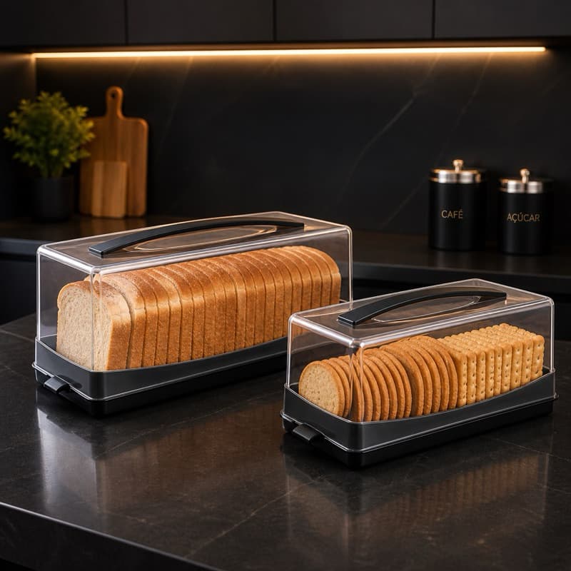 kit porta Bolacha + Porta Torrada com tampa -  Pote Plastico Porta torrada, Biscoito, Pão, e Rocambole