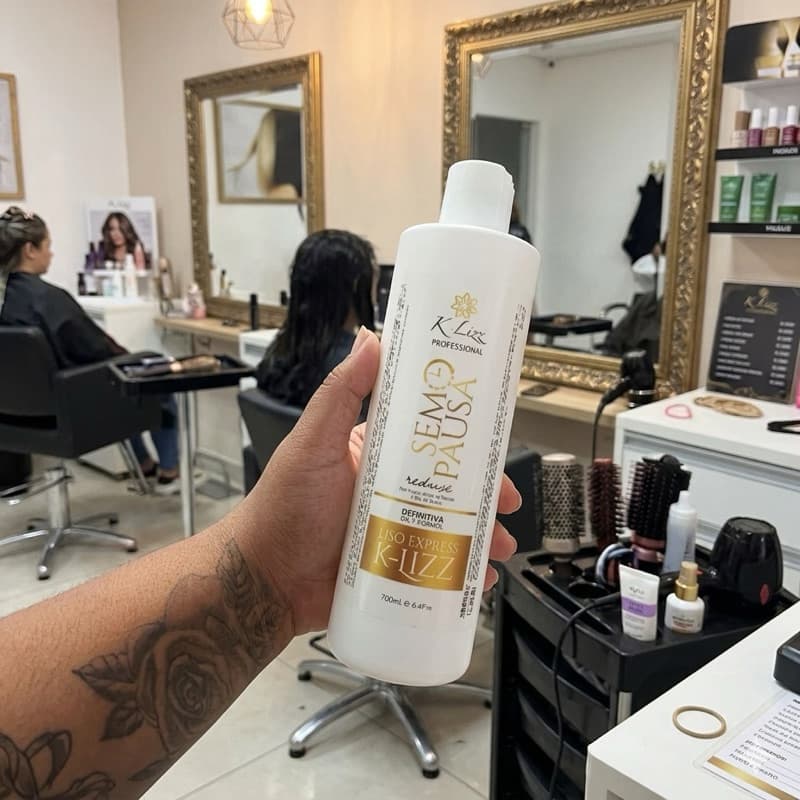 K-Lizz Definitiva Sem Pausa 1000ml Original 0% Formol Liso Extremo Passo Único Sem Espera e Com Brilho