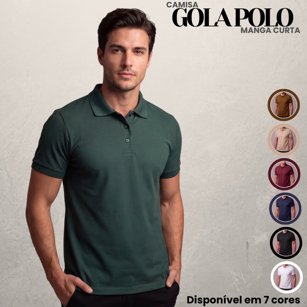 Camisa Masculina Gola Polo Pique Manga Curta Confortavel e Elegante