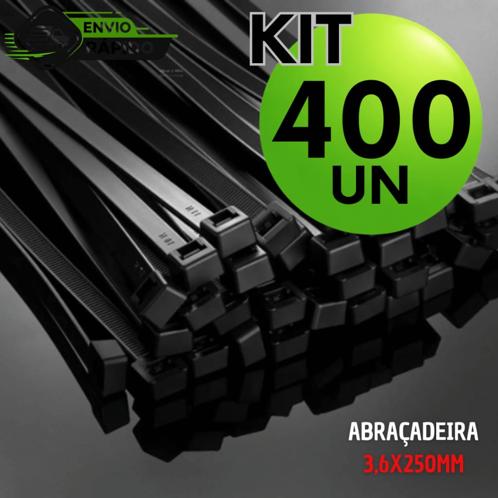 Abraçadeiras Nylon Enforc@ G@to Preto 250mm x 3,6mm Cinta Plástica Resistente Premium Atacado