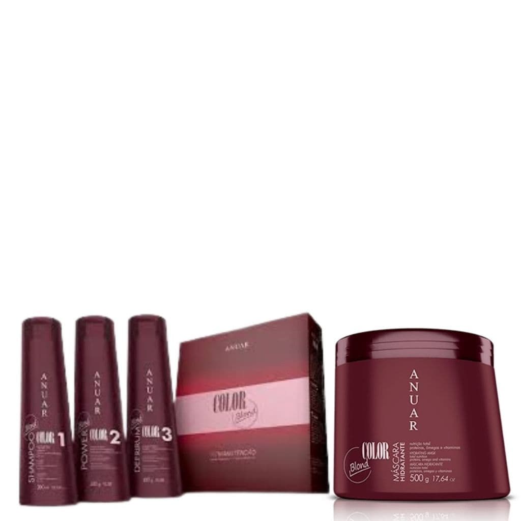 Kit Color Blond 900ml + Máscara Color Blond 500g - Anuar - Cabelos Loiros e Grisalhos - Pigmento Violeta