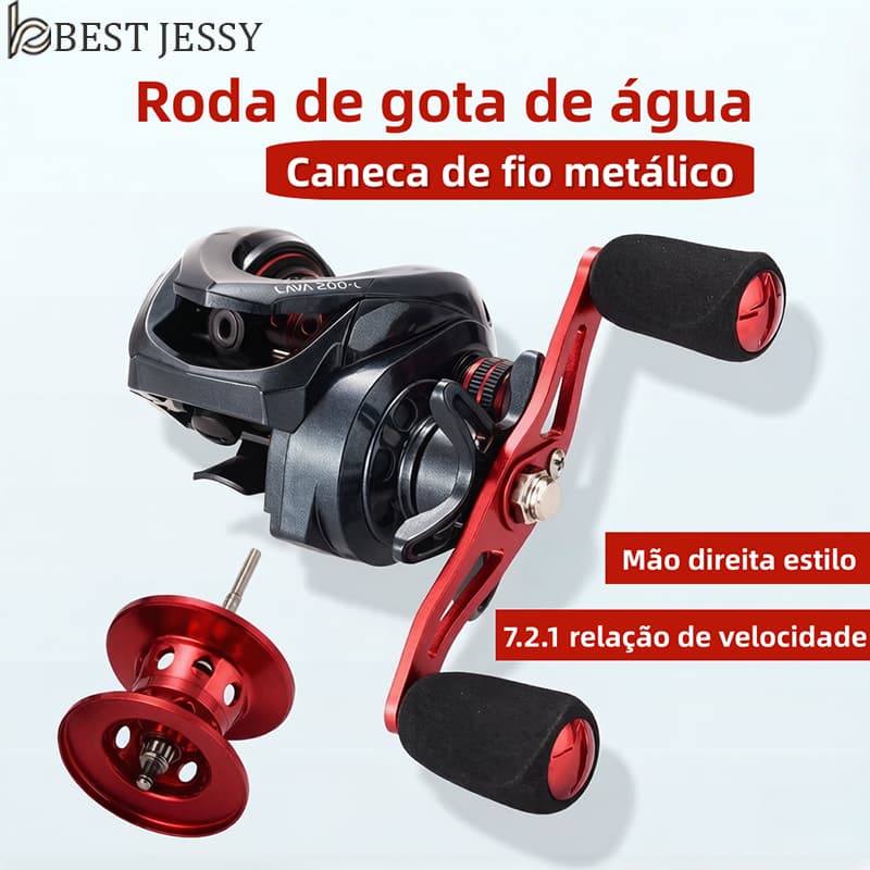 Carretel De Pesca Fishing Reel with Baitcasting Marine Sports 7.2:1 High 10kg Maximum Mulinete