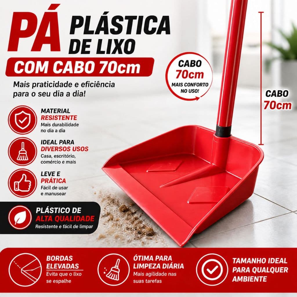 pa de lixo plastica cabo longo